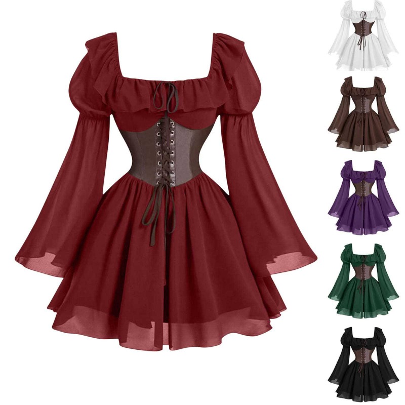 Medieval Renaissance Dress Women - Renaissance Period Medieval New Long Sleeved