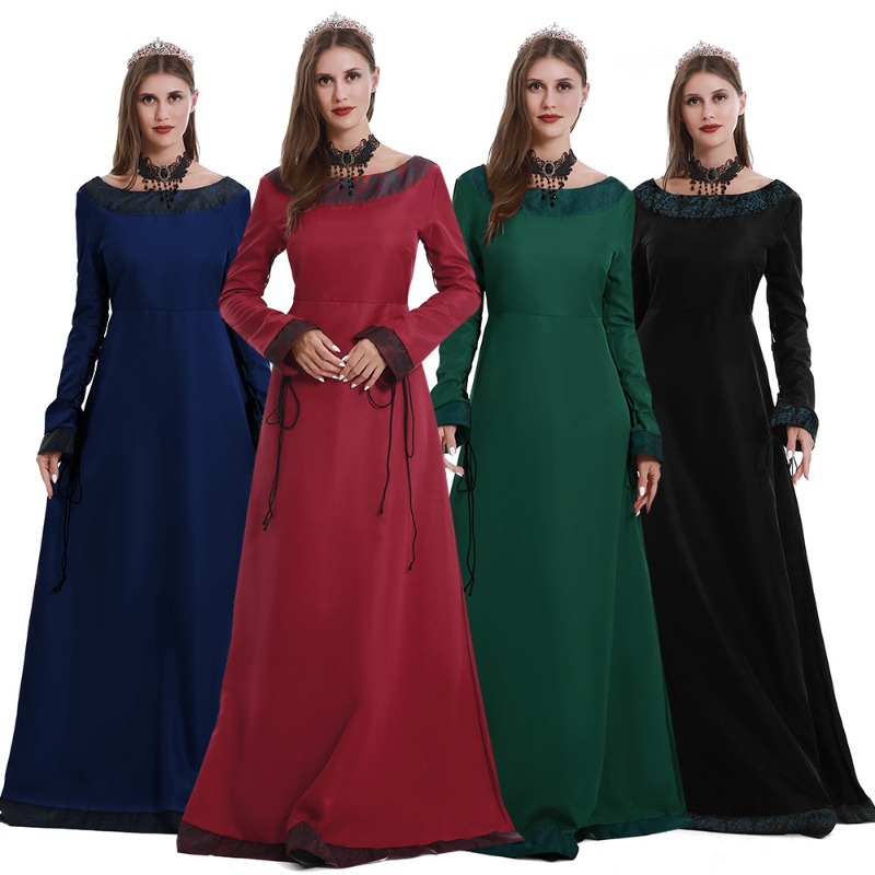 Medieval Renaissance Dress Women - Women Medieval Long Dress V Neck
