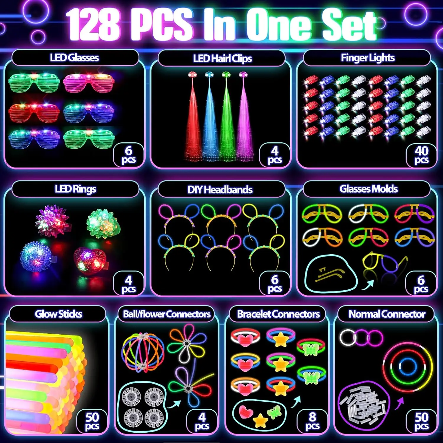 128PCS Light Up Glasses LED Ha - Glow In The Dark Party Glasses ulasan dan harga