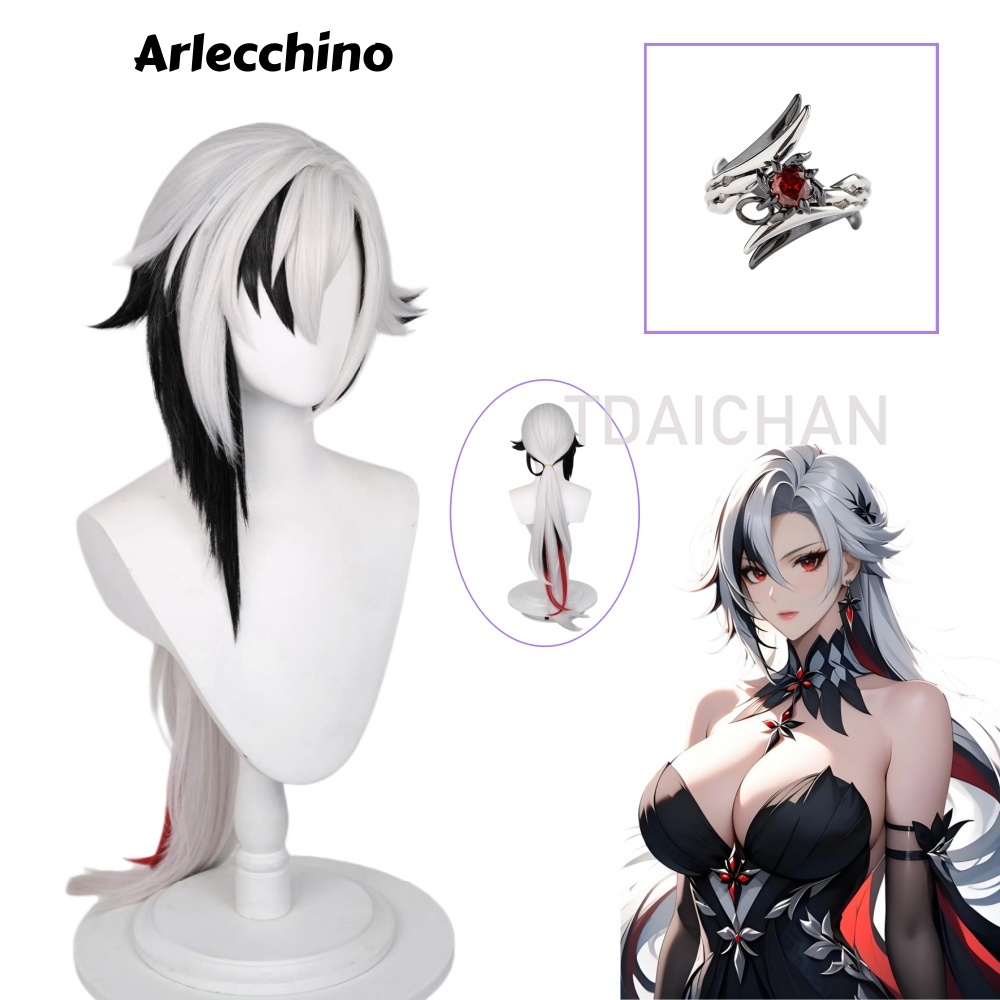 Genshin Impact Arlecchino Cosp - Anime Cosplay Wig Heat Resistant ulasan dan harga