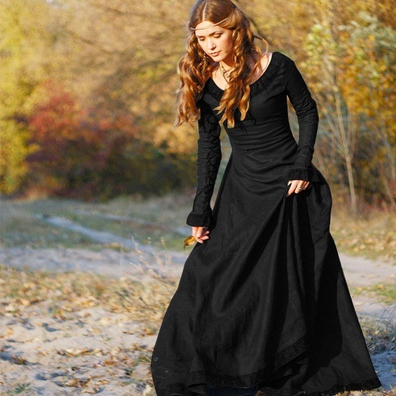 Women Medieval Long Dress V Ne - Medieval Renaissance Dress Women ulasan dan harga