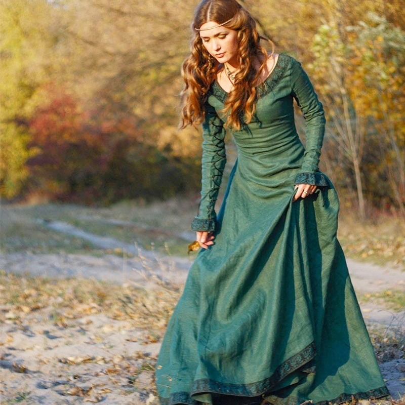 Women Medieval Long Dress V Ne - Medieval Renaissance Dress Women ulasan dan harga