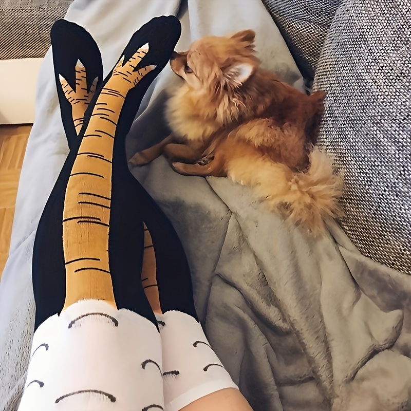1/2 Pairs Women Knee High Sock - Funny Chicken Leg Socks ulasan dan harga