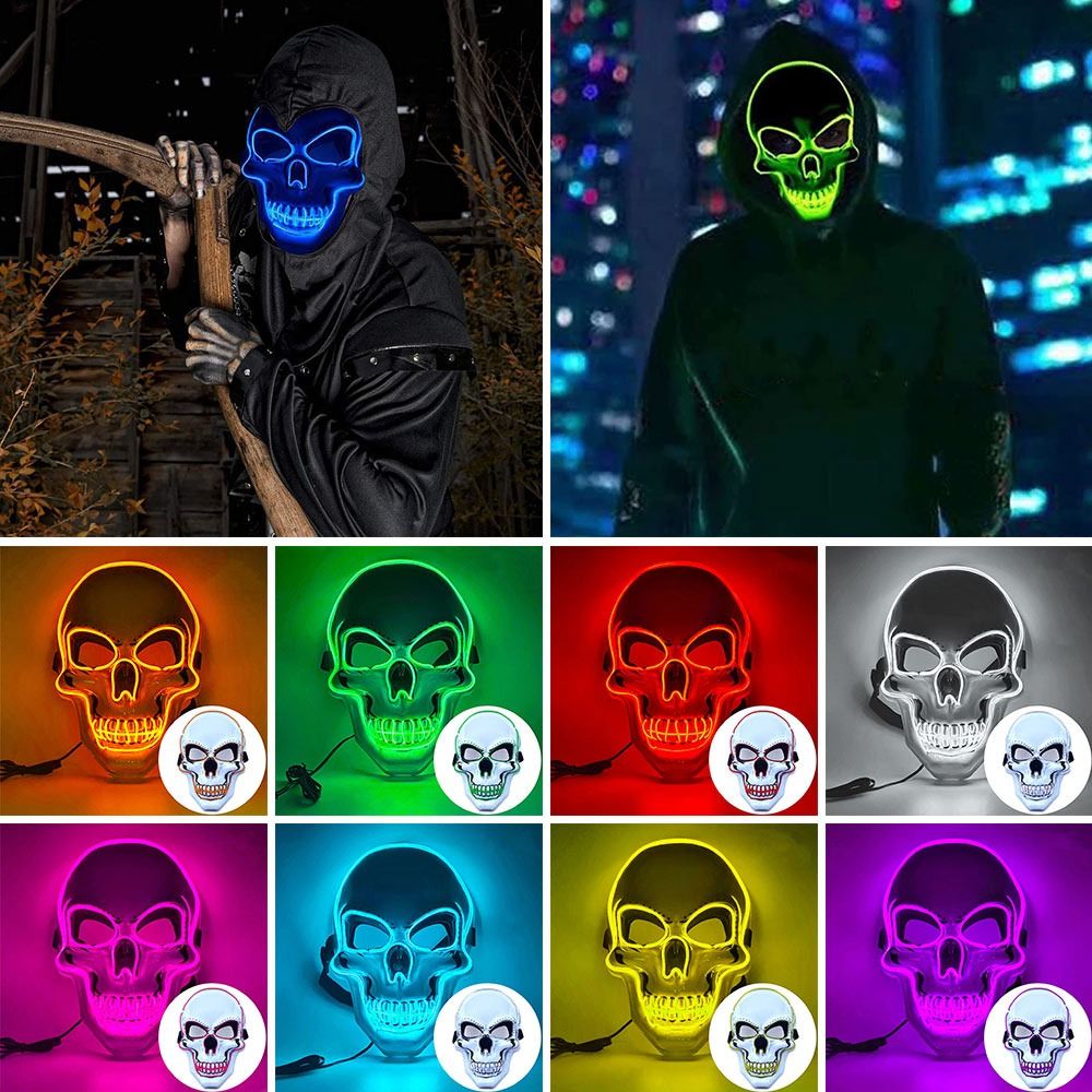 Fashion Horror Halloween Skull - Led Purge Mask Halloween ulasan dan harga