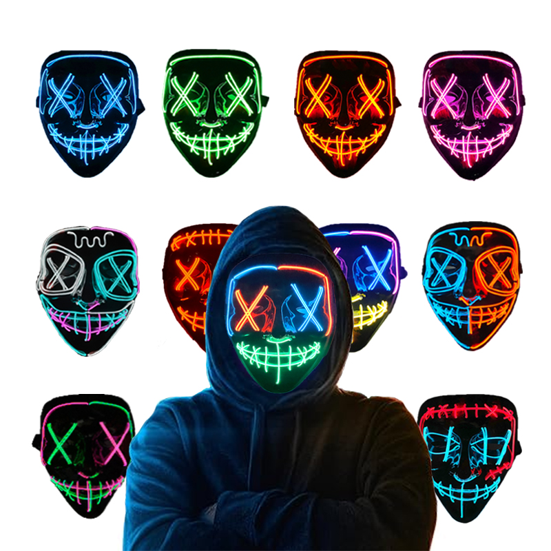 Wireless Neon Luminous Purge M - Led Purge Mask Halloween ulasan dan harga