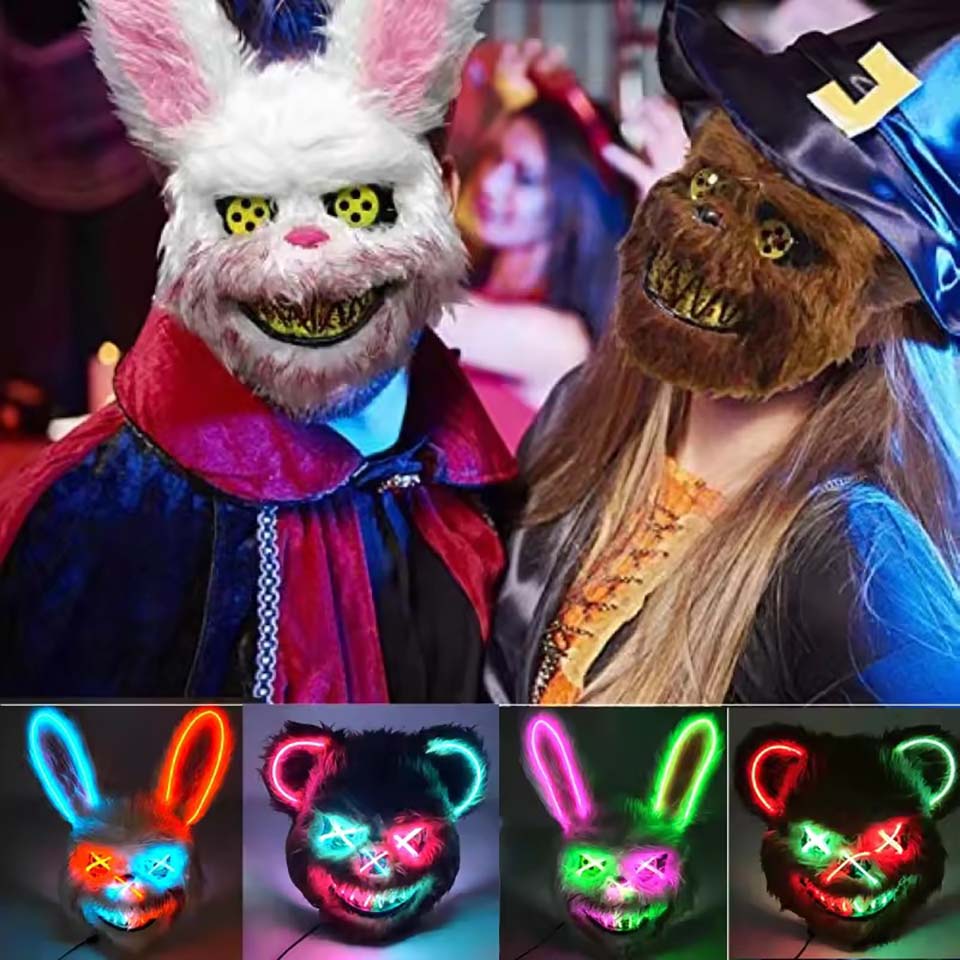 LED Bloody Rabbit Mask Glowing - Led Purge Mask Halloween ulasan dan harga