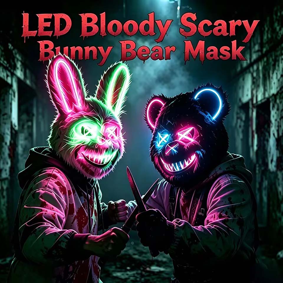 LED Bloody Rabbit Mask Glowing - Led Purge Mask Halloween ulasan dan harga