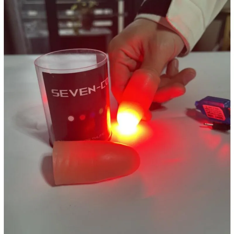 Seven Colors LED Light Thumb T - Thumb Tip Magic Trick Set ulasan dan harga